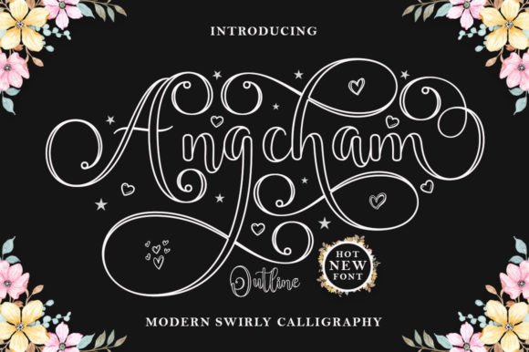 Angcham Outline Font - Featured Image