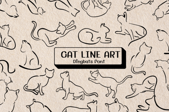 Cat Line Art Font - Featured Image
