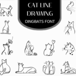 Cat Line Drawing Font - Featured Image